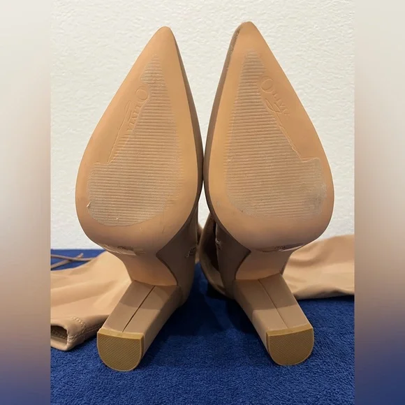 Olivia Ferguson Beige Champagne/Nude Over-the-Knee Boots. - Picture 5 of 13